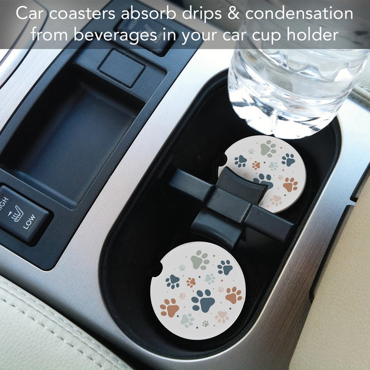 Dog Paw Prints Absorbent Stone Car Coaster