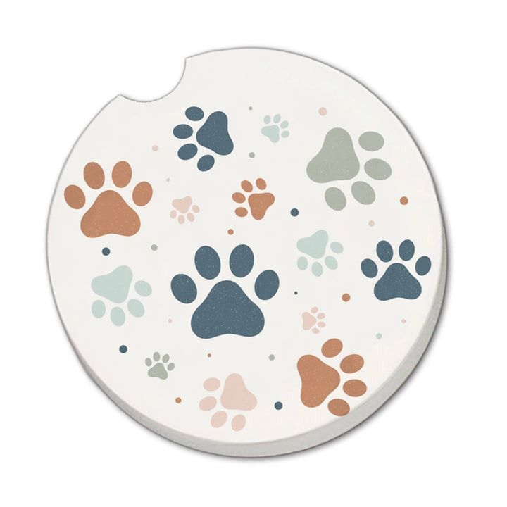 Dog Paw Prints Absorbent Stone Car Coaster