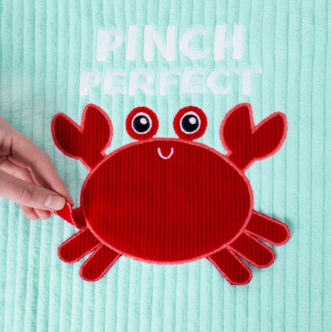 Pinch Perfect Crab Ribbed Plush Baby Blanket Design Closeup