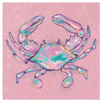 Pink Crab Pastel Watercolor Square Drink Coaster