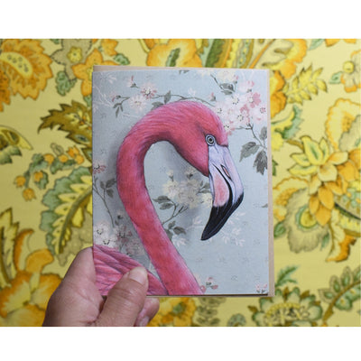 Pink Flamingo Art Textured Notecard Model