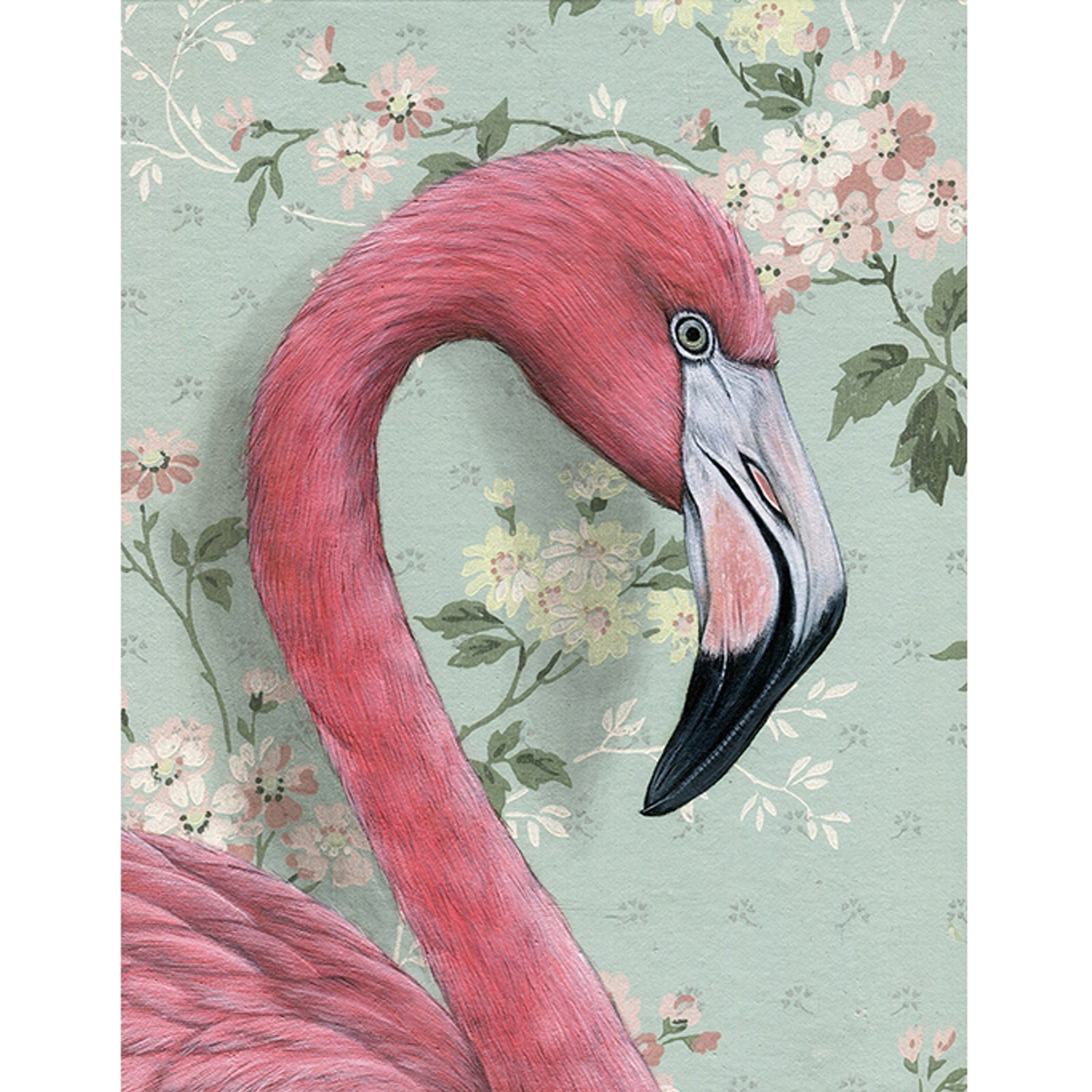 Pink Flamingo Art Textured Notecard