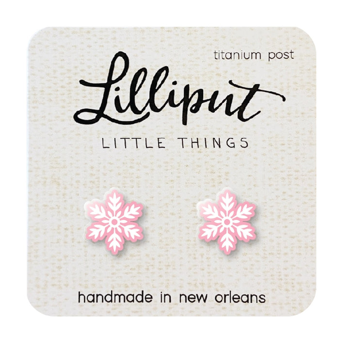 Pink Snowflake Lilliput Post Earrings