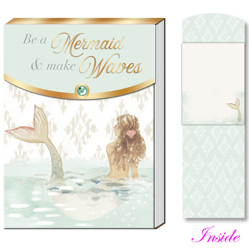 Mermaid-themed notepad with mermaid illustration and text &