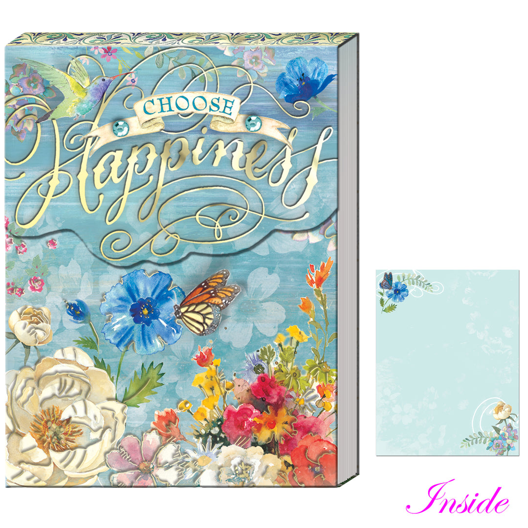 Decorative notepad with floral design and &