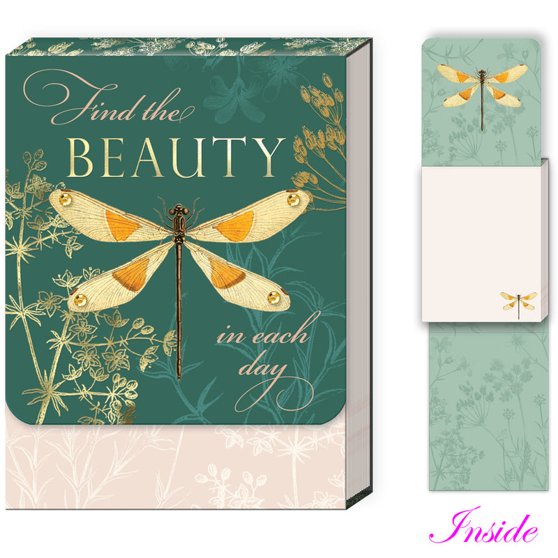 Notebook set with dragonfly design and motivational quote on a white background