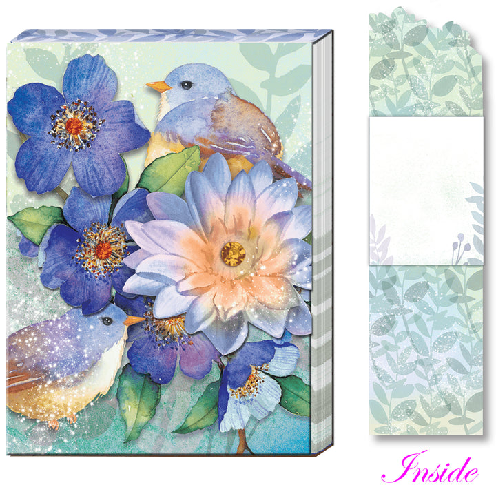 Decorative notepad with lotus floral and bird design on the cover