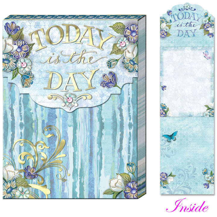 Decorative notepad with floral designs and text &