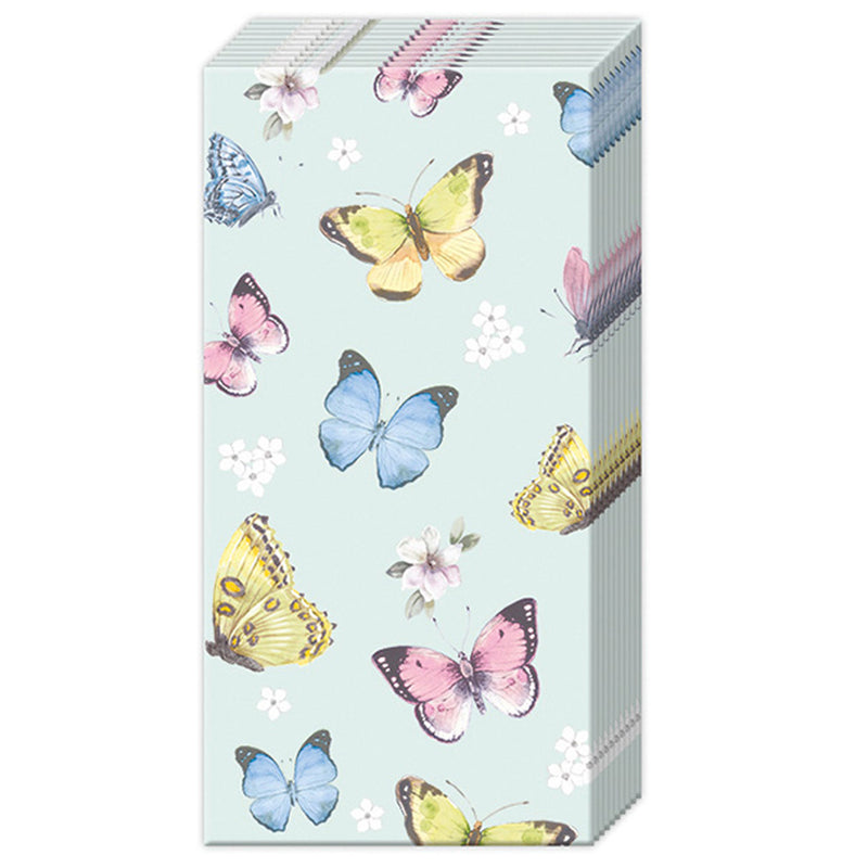 Pocket Tissue Pack - Butterflies on Blue