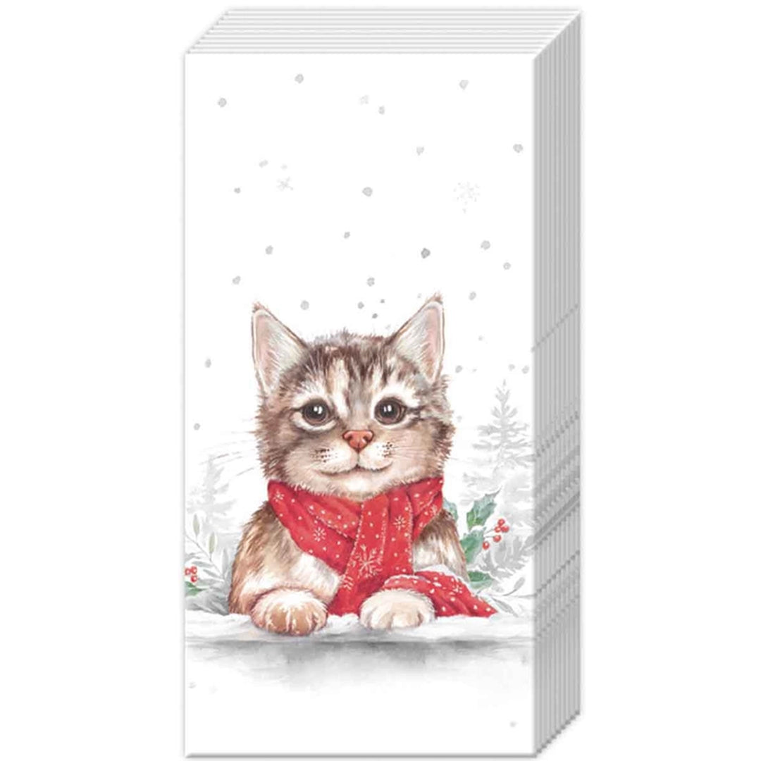 Pocket Tissue Pack - Christmas Cat Scarf
