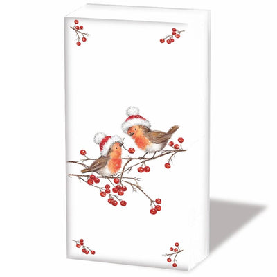 Pocket Tissue Pack - Christmas Santa Hat Robins