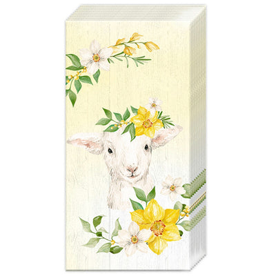 Pocket Tissue Pack - Lamb Yellow Flowers