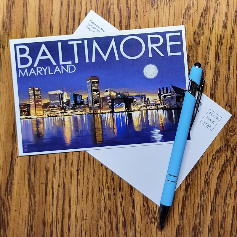 Postcard - Baltimore Harbor Night Skyline (scene)