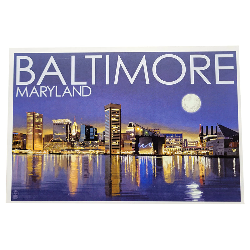 Postcard - Baltimore Harbor Night Skyline