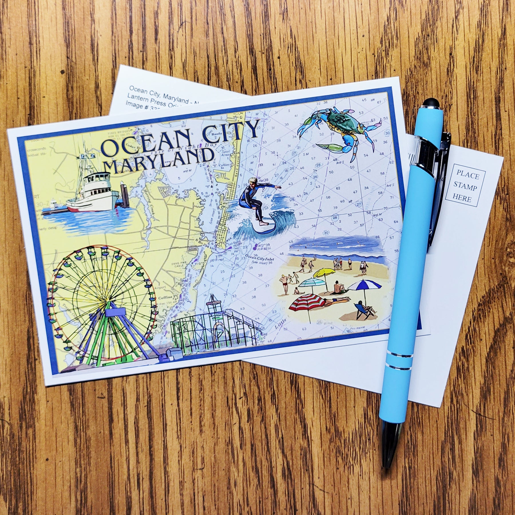 Postcard Ocean City Maryland Nautical Chart The Maryland Store
