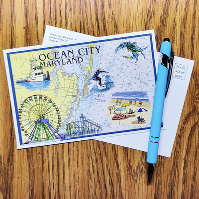 Postcard - Ocean City Maryland Nautical Chart (scene)