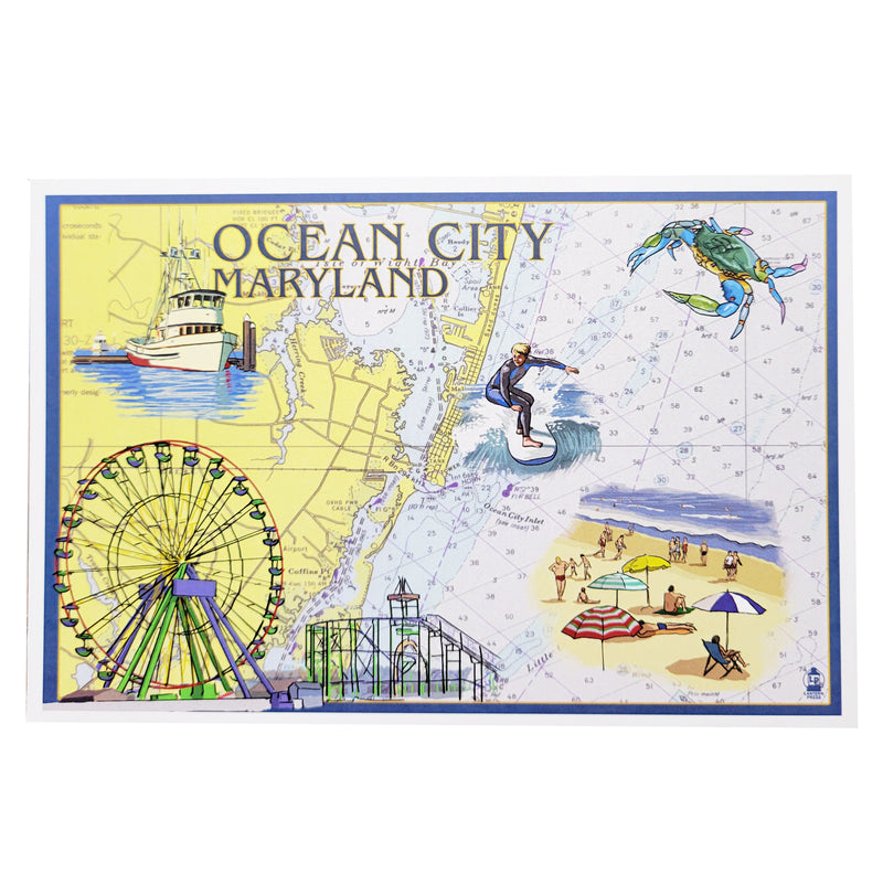 Postcard - Ocean City Maryland Nautical Chart