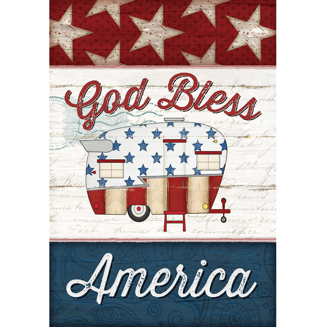 America God Bless Patriotic Camper