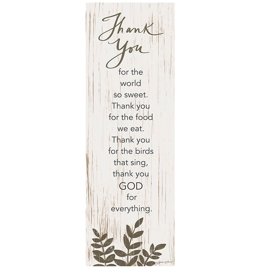 Print Block - Thank You for the world so sweet. The You for the food we eat. Thank You for the birds that sing, thank You GOD for everything.
