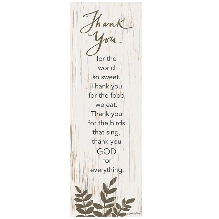 Print Block - Thank You for the world so sweet. The You for the food we eat. Thank You for the birds that sing, thank You GOD for everything.