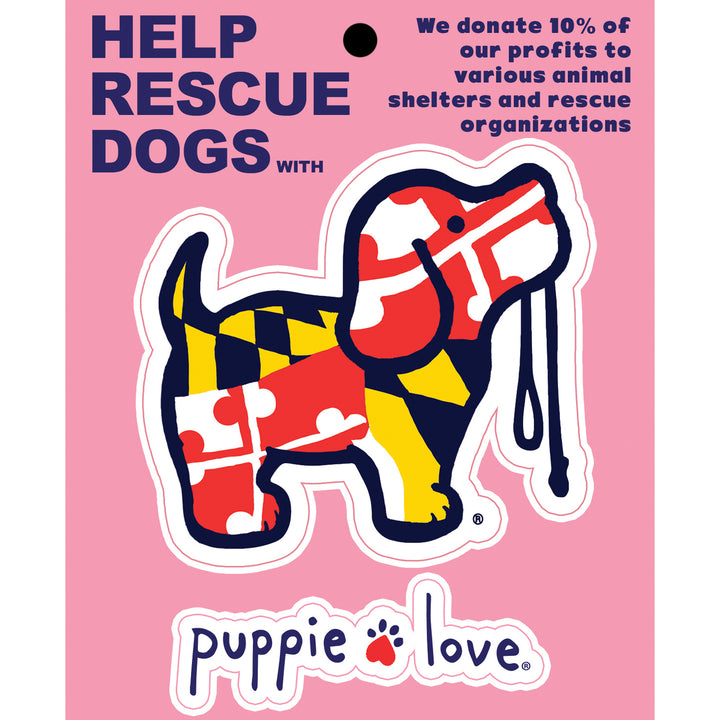 Puppie Love® Maryland Flag Pattern Pup Decal Sticker