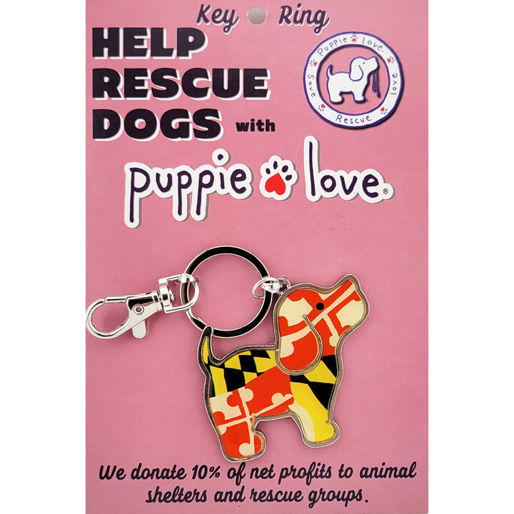 Puppie Love® Maryland Flag Pattern Pup Key Ring