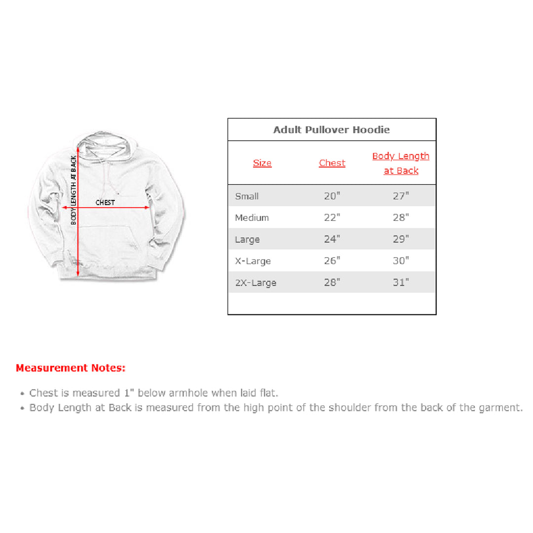 Realistic Blue Crab Two Sided Gray Hoodie Size Chart