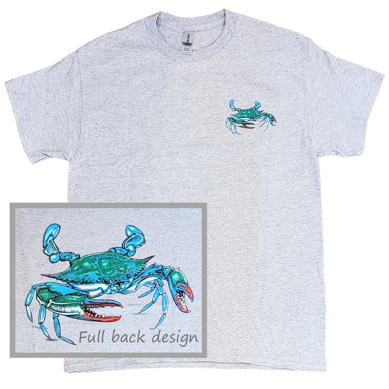 Realistic Blue Crab Two Sided Gray T-Shirt
