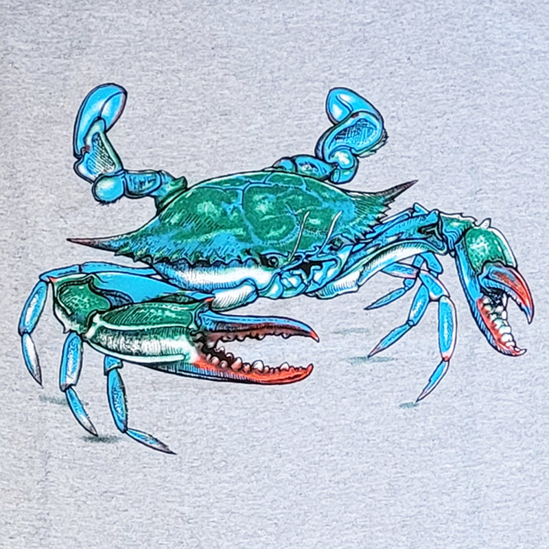 Realistic Blue Crab Two Sided Gray T-Shirt (design closeup)