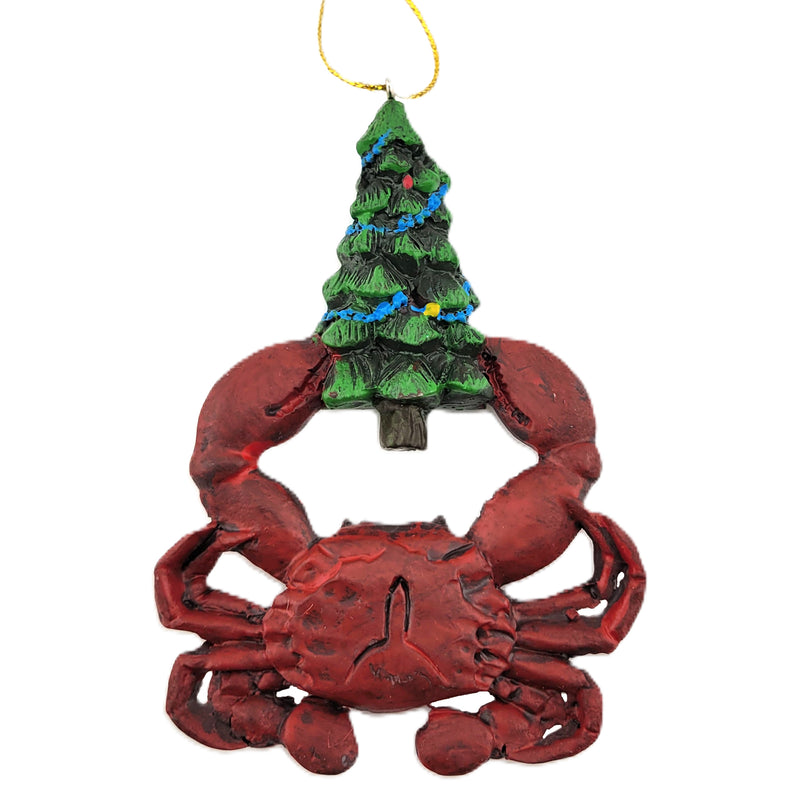 Red Crab Christmas Tree Resin Ornament Underside