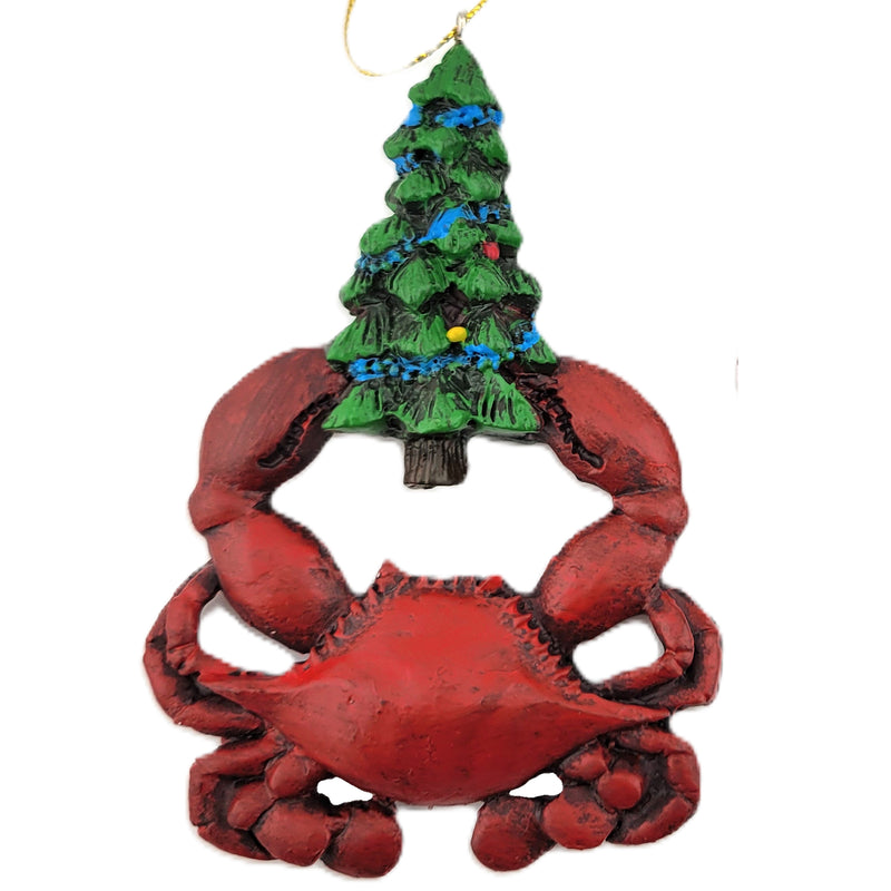 Red Crab Christmas Tree Resin Ornament - Blank, No Writing on shell