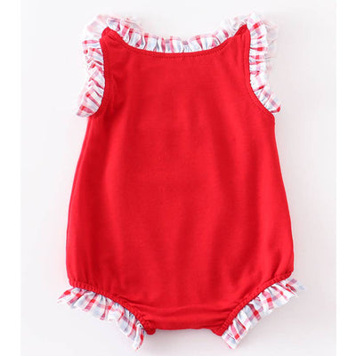 Red Crab Embroidered Baby Bubble Romper (back)