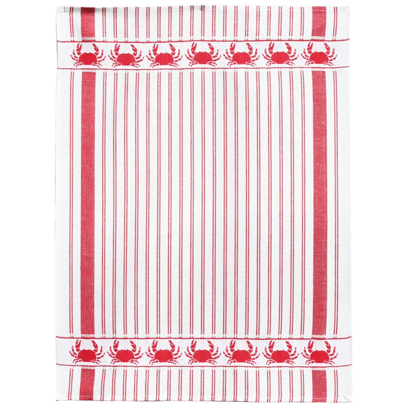 Crab Linen Blend Kitchen Towel - Red