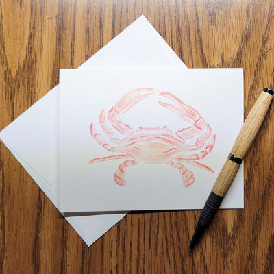 Red Crab Watercolor Greeting Card Scene