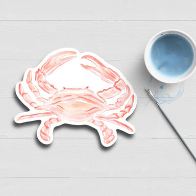 Red Crab Watercolor Vinyl Sticker Scene