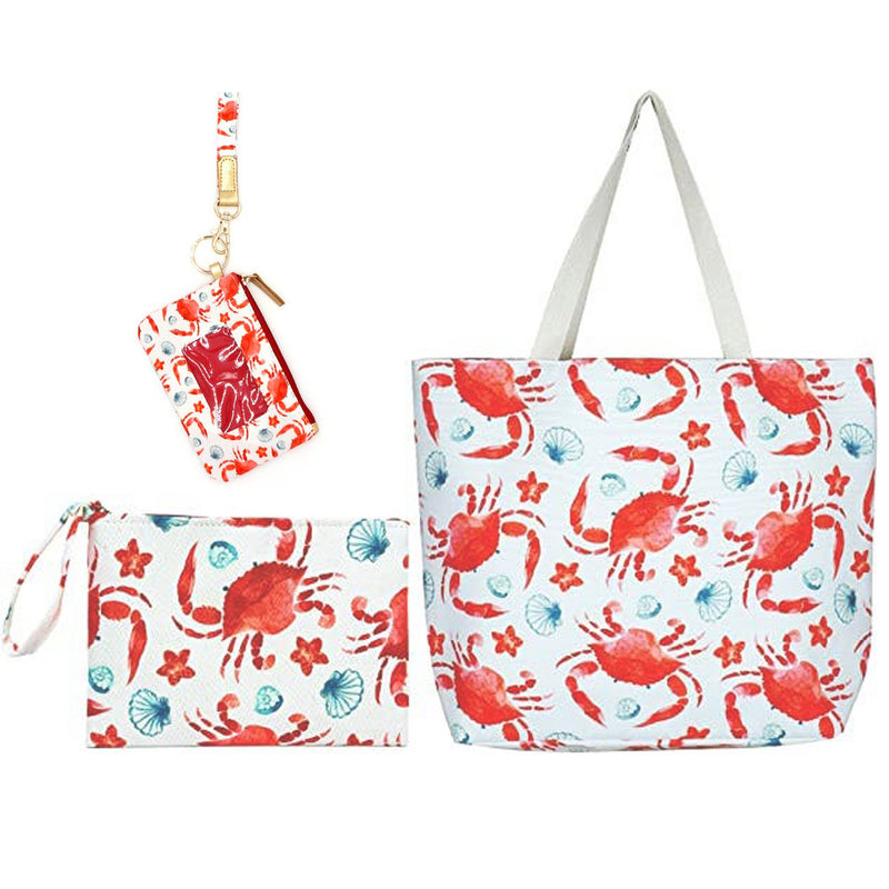 Red Crabs Beach Bag Totebag, Pouch or ID Wallet Lanyard