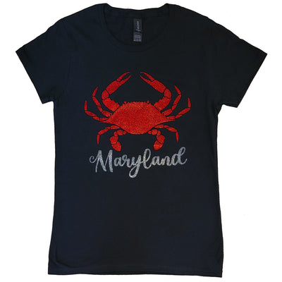 red glitter crab maryland ladies t-shirt