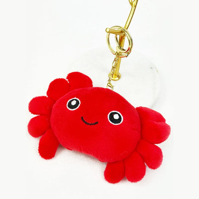 Smiley Red Crab Plush Key Chain Backpack Clip Toy