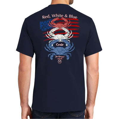 Red, White & Blue Crab Navy T-Shirt Model Back