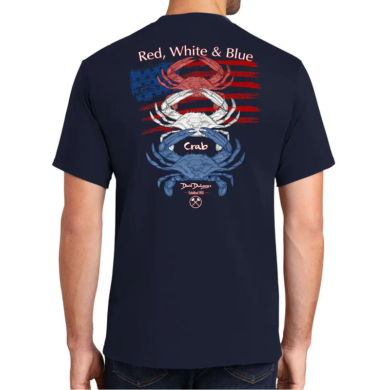 Red, White & Blue Crab Navy T-Shirt Model Back