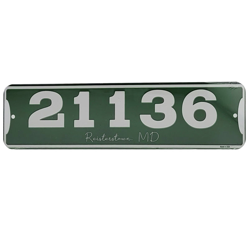 Zip Code & Town Aluminum Signs - 21136 Reisterstown, MD