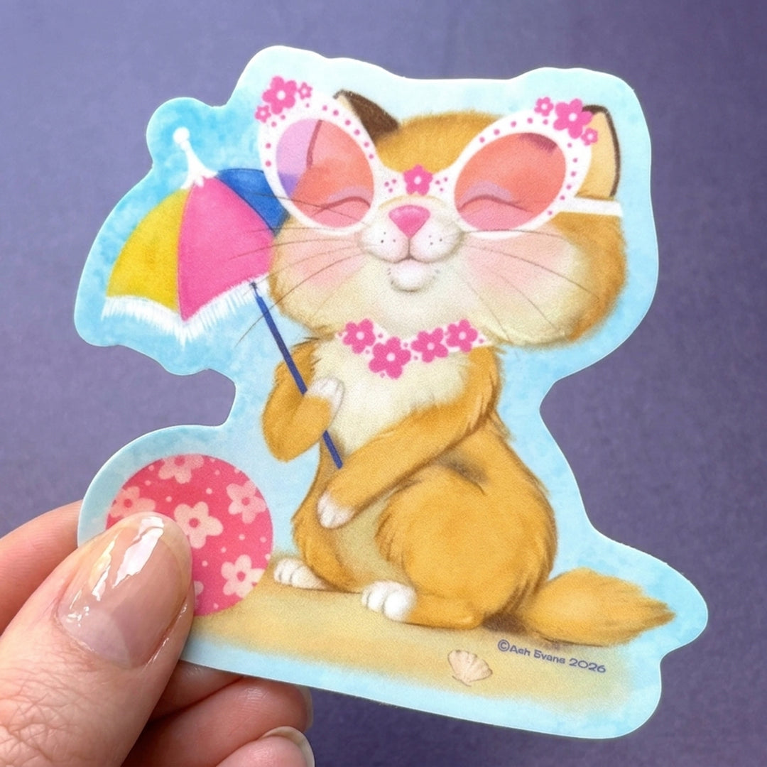 Retro Calendar Cat Sticker August