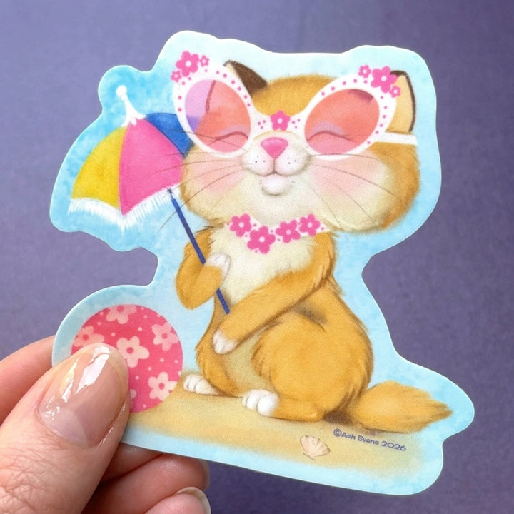 Retro Calendar Cat Sticker August