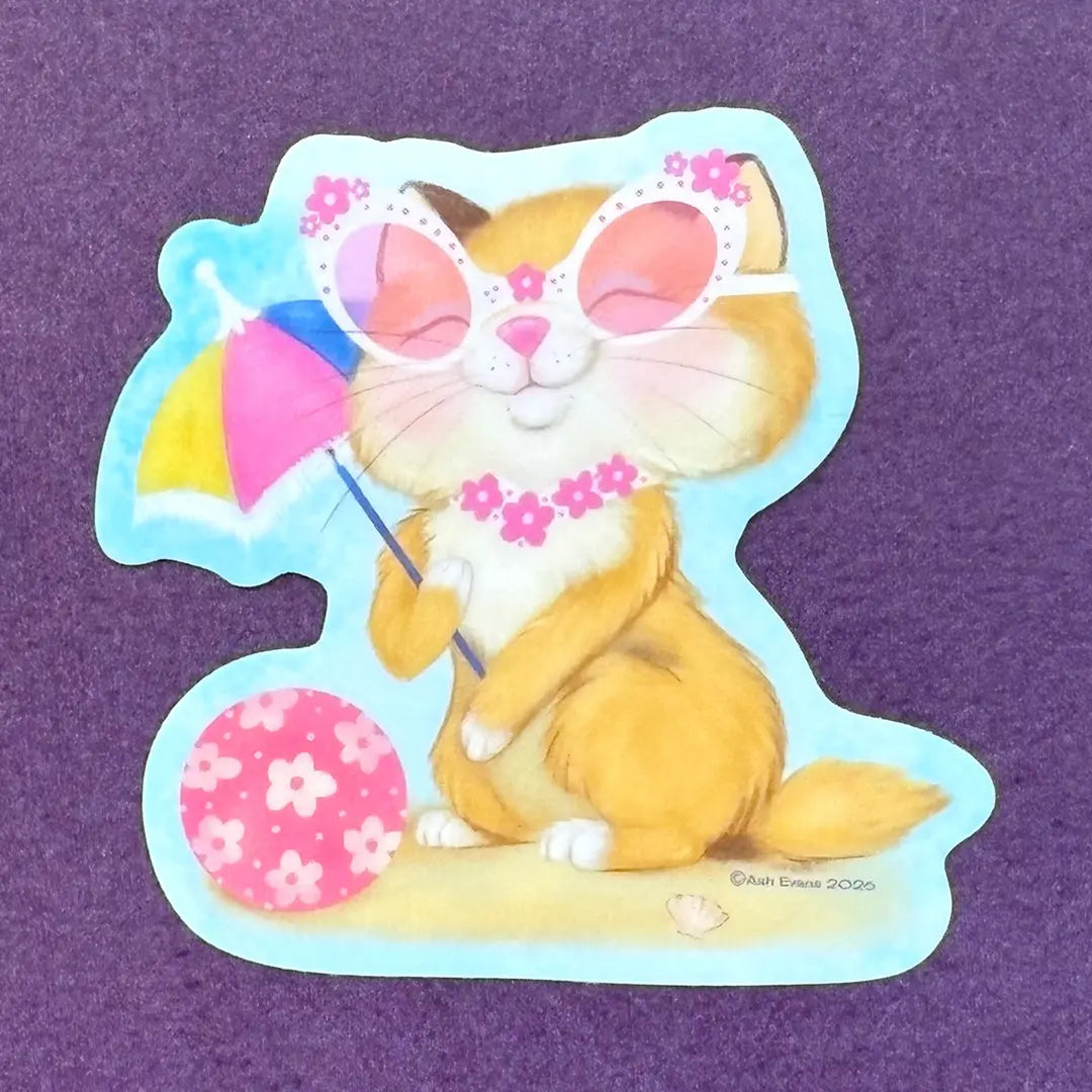 Retro Calendar Cat Sticker August
