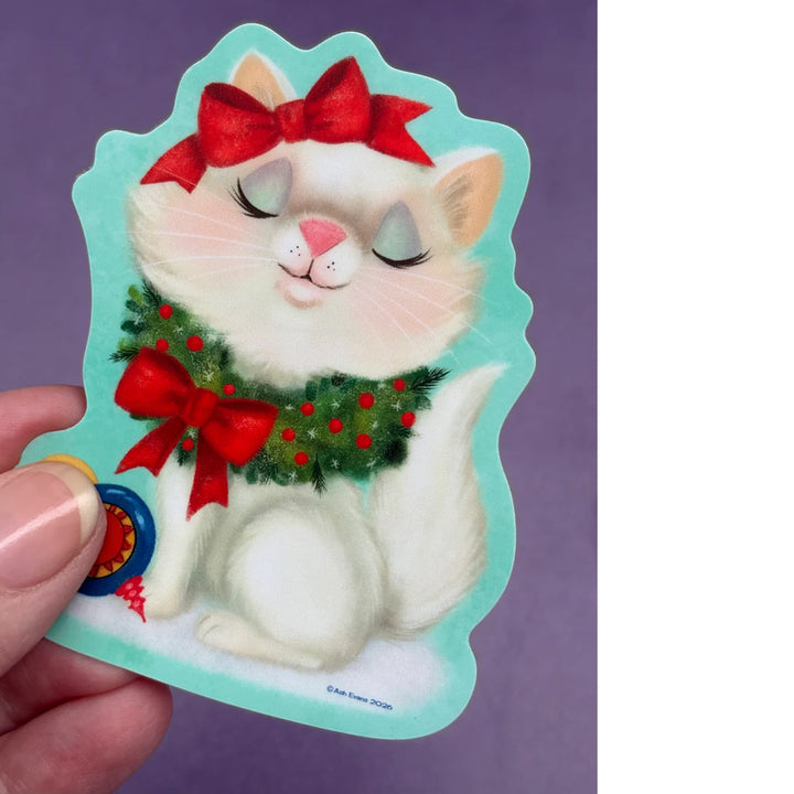 Retro Calendar Cat Sticker December