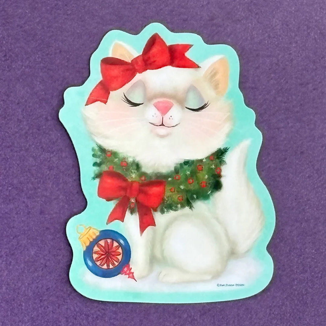 Retro Calendar Cat Sticker December