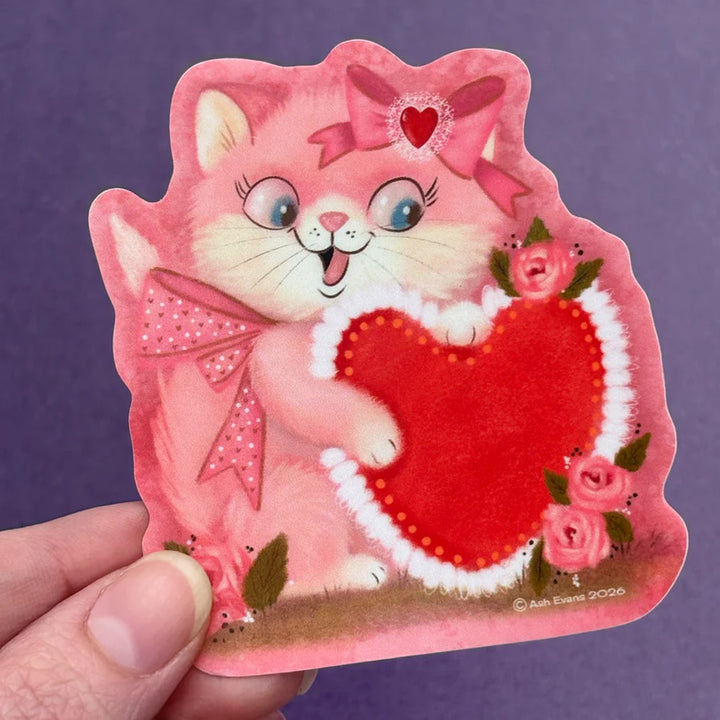 Retro Calendar Cat Sticker February