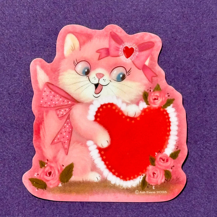 Retro Calendar Cat Sticker February
