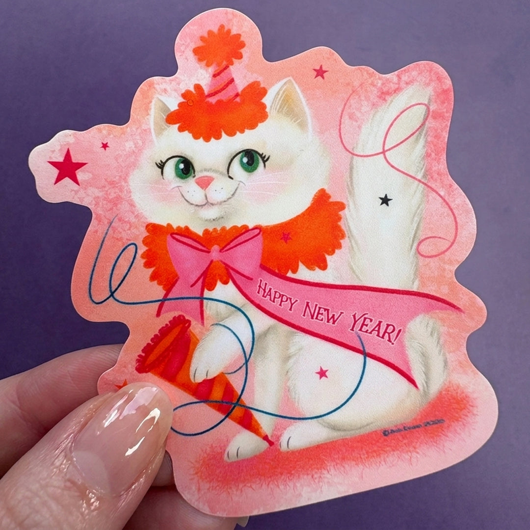 Retro Calendar Cat Sticker January