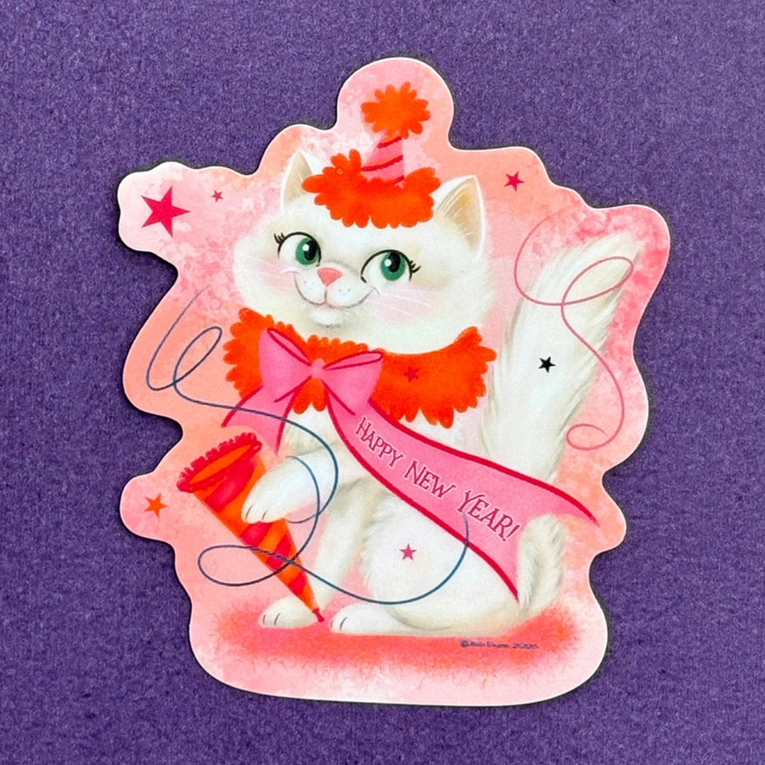 Retro Calendar Cat Sticker January
